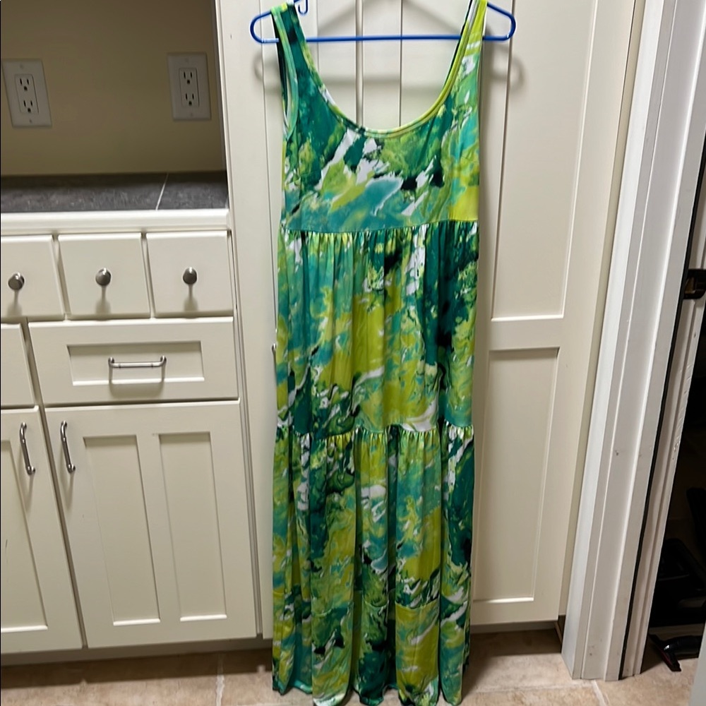 BOGO💞 abstract Green and Yellow Sleeveless Maxi Dress